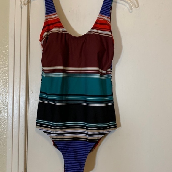 Coastal Blue Striped One-Piece Swimsuit, S - Picture 1 of 9